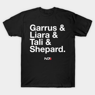 Garrus & Liara & Tali & Shepard (Dark Variant) T-Shirt